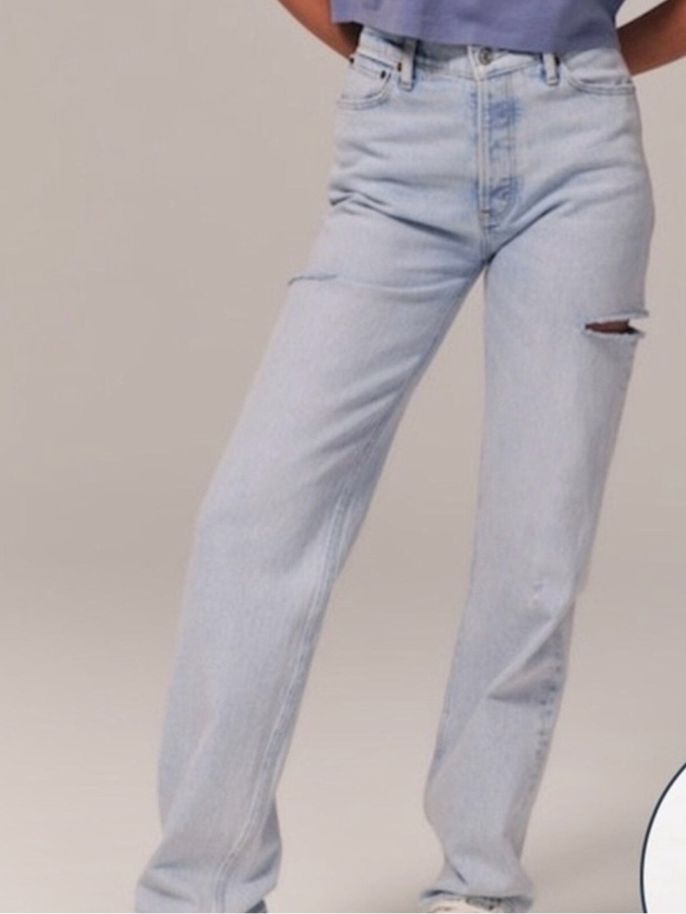 abercrombie curve love high rise dad jean thigh slit destory 26 Short
